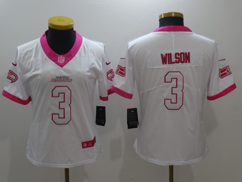 Women White Pink Limited Rush jerseys-122
